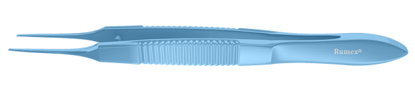 084R 4-058T Bonn Corneal Forceps, Straight, 0.12 mm, 1x2 Teeth, Medium Size, Flat Handle, Length 94 mm, Titanium