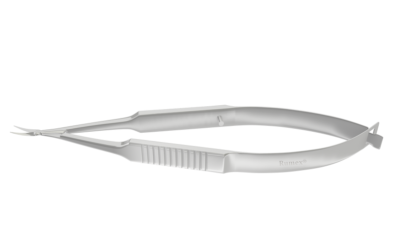 042R 11-052S Vannas Capsulotomy Scissors, Curved, Sharp Tips, 6.00 mm Blades, Flat Handle, Length 84 mm, Stainless Steel