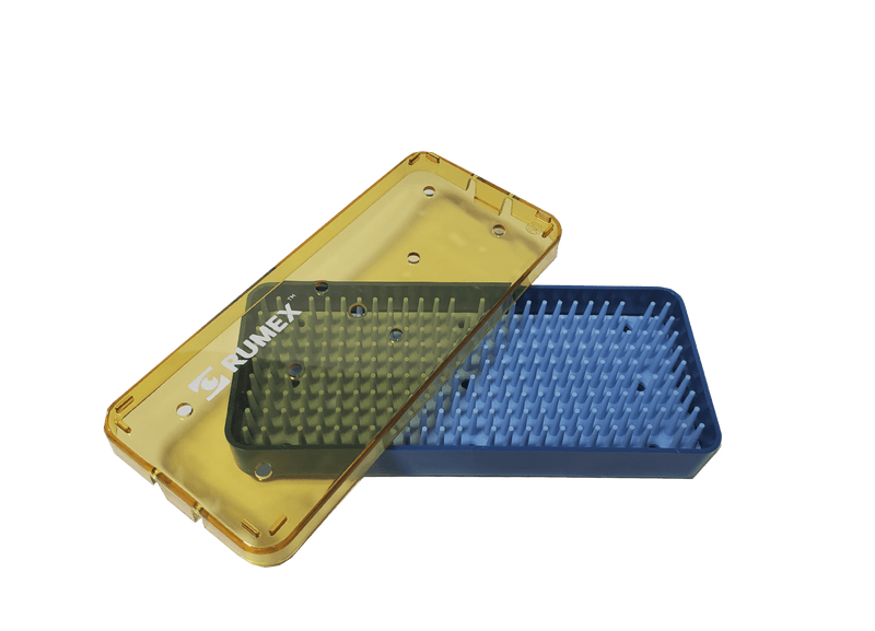 999R 18-301 Plastic Sterilizing Tray with Silicone Finger Mat, Small, 152×63.5×19 mm, 6×2.5×0.75″