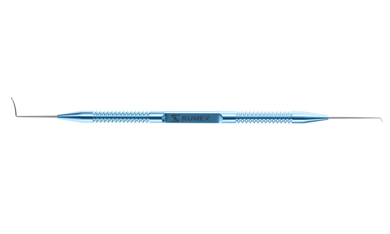 999R 20-2071 ReLEx Smile Double Lenticule Spatula (Blunt Spoon and Shortened Flat Spatula), Length 139 mm, Round Titanium Handle