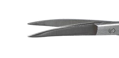 276R 11-081S Curved Iris Scissors, Sharp Tips, 28.00 mm Blades, Ring Handle, Length 115 mm, Stainless Steel