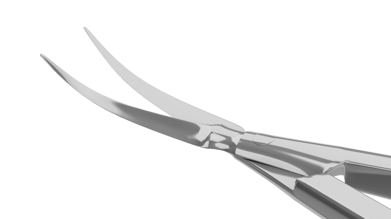 050R 11-058S Gills-Vannas Capsulotomy Scissors, Curved, Sharp Tips, 10.00 mm Blades, Flat Handle, Length 88 mm, Stainless Steel