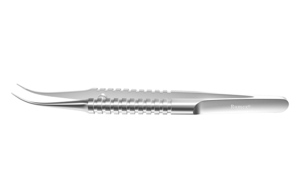 124R 4-186S Tennant Curved Tying Forceps, Extra-Delicate Tips, for 9-0 To 11-0 Sutures, Round Handle, Length 107 mm, Stainless Steel