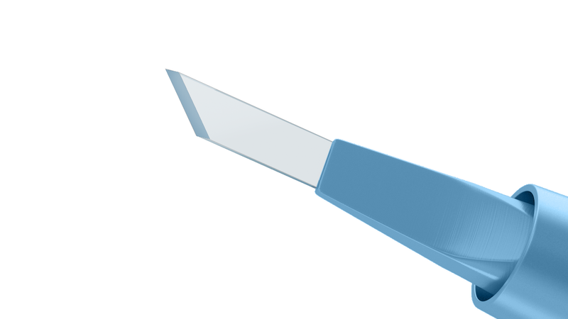 099R 6-10/6-050 Side-Port Diamond Knife, 45° Single-Edge Blade, 1.00 mm, Straight, Length 120 mm, Titanium Handle