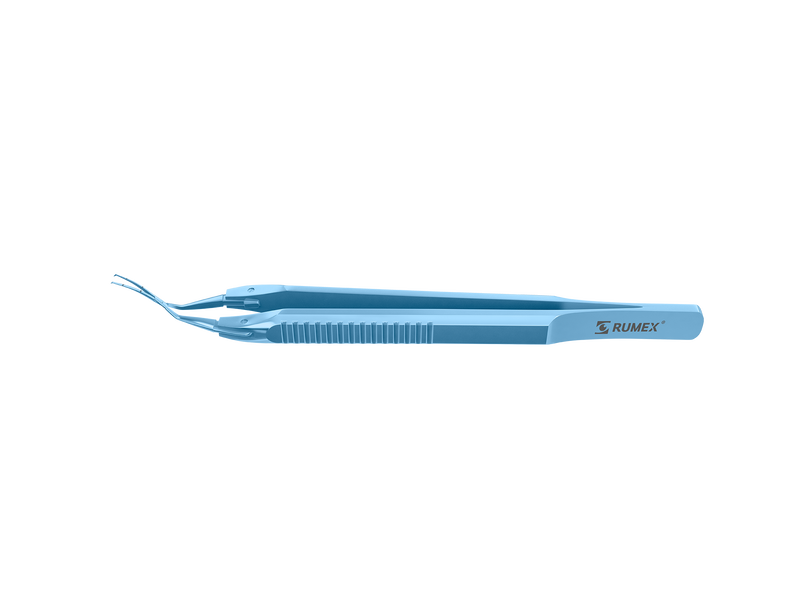 999R 4-0395T Capsulorhexis Forceps with Scale (2.50/5.00 mm), Cross-Action, for 1.50 mm Incisions, Curved Titanium Jaws (8.50 mm), Short Lever (16.00 mm), Medium (91 mm) Flat Titanium Handle, Length 110 mm