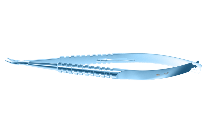 343R 8-050T Barraquer Needle Holder, 8.00 mm Extra Fine Jaws, Curved, with Lock, Long Size, Length 125 mm, Titanium