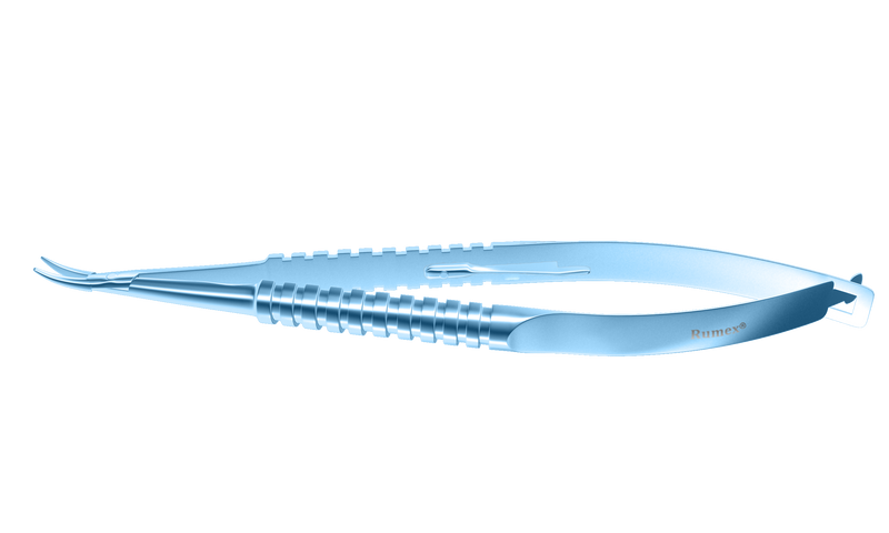 177R 8-070T Barraquer Needle Holder, 12.00 mm Fine Jaws, Curved, with Lock, Long Size, Length 125 mm, Titanium