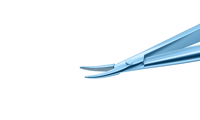 177R 8-070T Barraquer Needle Holder, 12.00 mm Fine Jaws, Curved, with Lock, Long Size, Length 125 mm, Titanium