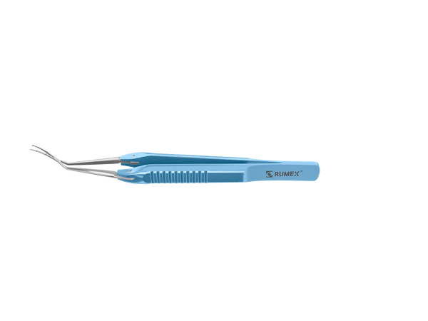 999R 4-03952/SF Capsulorhexis Forceps with Scale (2.50/5.00 mm), Cross-Action, for 1.50 mm Incisions, Curved Stainless Steel Jaws (8.50 mm), Long Lever (26.00 mm), Short (71 mm) Flat Titanium Handle, Length 100 mm