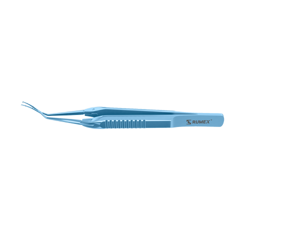 999R 4-03952/SFT Capsulorhexis Forceps with Scale (2.50/5.00 mm), Cross-Action, for 1.50 mm Incisions, Curved Titanium Jaws (8.50 mm), Long Lever (26.00 mm), Short (71 mm) Flat Titanium Handle, Length 100 mm