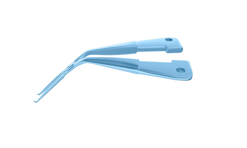999R 4-0396/LRT Capsulorhexis Forceps with Scale (2.50/5.00 mm), Cross-Action, for 1.50 mm Incisions, Straight Titanium Jaws (8.50 mm), Short Lever (16.00 mm), Long (101 mm) Round Titanium Handle, Length 120 mm