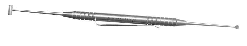 319R 16-111S Schocket Double-Ended Scleral Depressor, with Pocket Clip, Round Handle, Length 143 mm, Stainless Steel